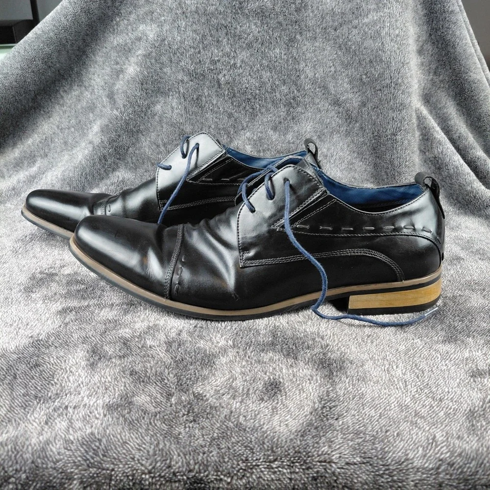 Steve Madden Capo Black Leather Cap Toe‎ Oxford Dress Shoes Men's Size 12
